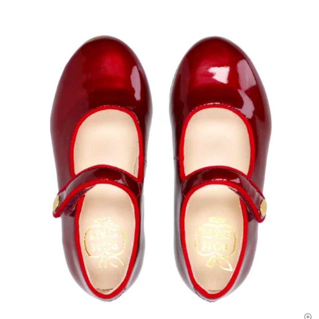Girls Pom D'api Paris France Ruby Red Patent Leather Mary Janes Dress Shoes 34